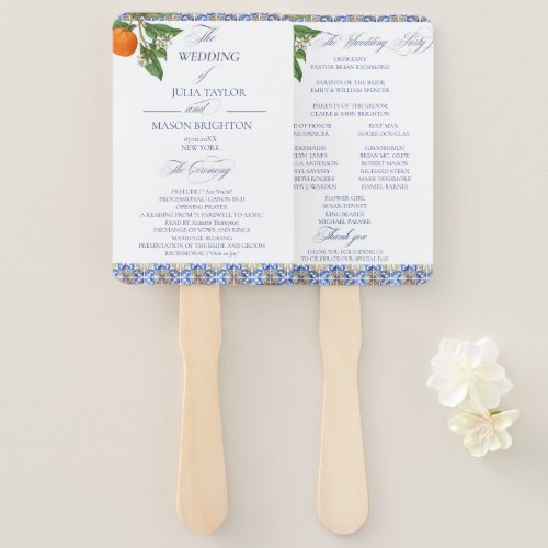 Sorrento Tile Coll  Wedding Program Hand Fan