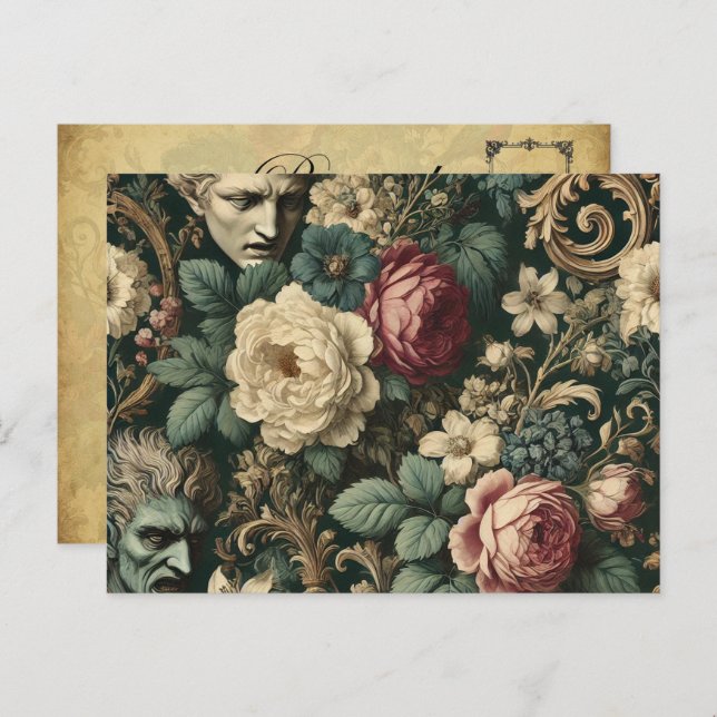 Sorrow in Any Language – Gothic Victorian Floral  Holiday Postcard (Front/Back)