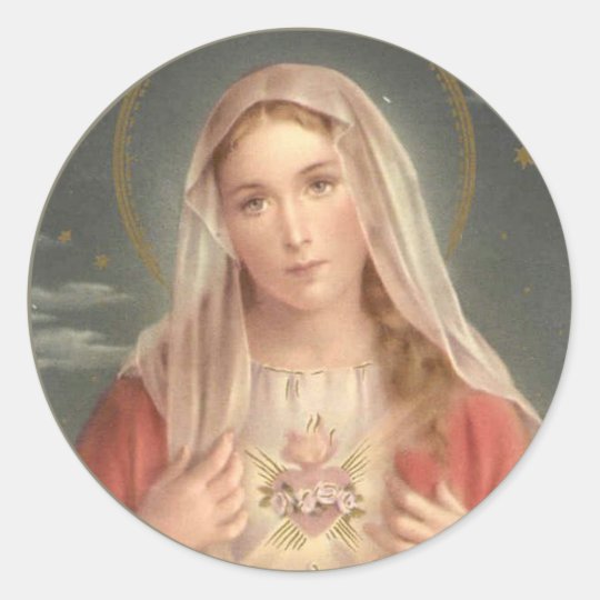 Sorrowful & Immaculate Heart of Virgin Mary Classic Round Sticker ...