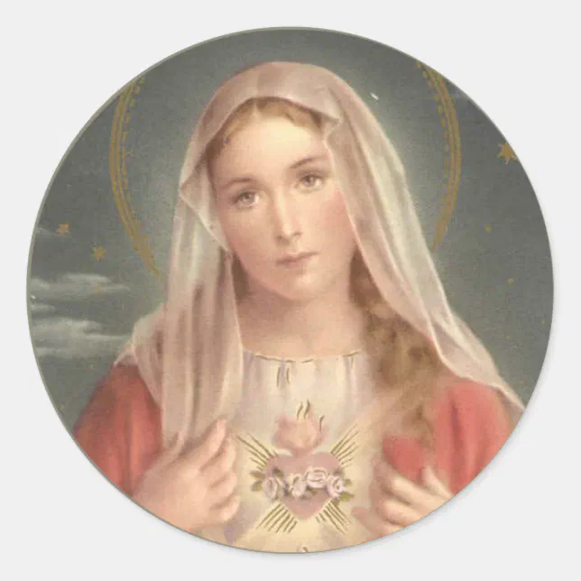 Sorrowful & Immaculate Heart of Virgin Mary Classic Round Sticker | Zazzle