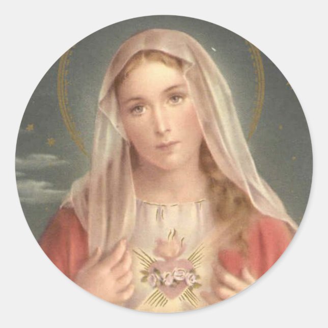 Sorrowful & Immaculate Heart of Virgin Mary Classic Round Sticker (Front)