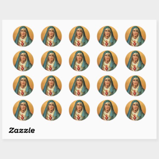 Sorrowful And Immaculate Heart Of Virgin Mary Classic Round Sticker Zazzle