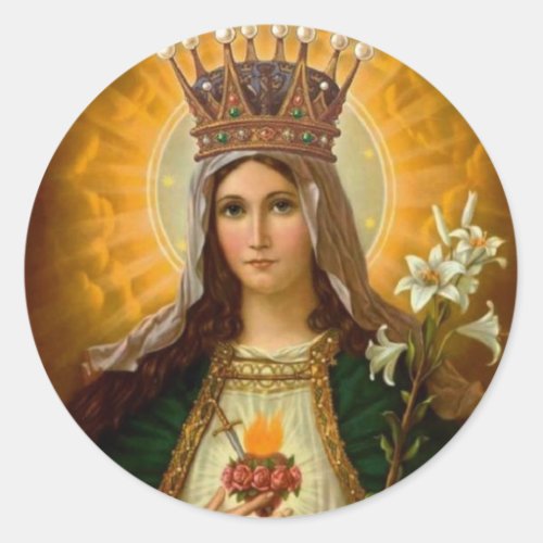 Sorrowful  Immaculate Heart of Virgin Mary Classic Round Sticker