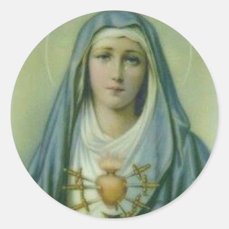 Sorrowful And Immaculate Heart Of Virgin Mary Classic Round Sticker Zazzle