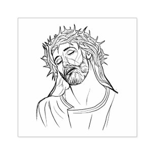 Sorrowful Jesus Crown of Thorns Rubber Stamp