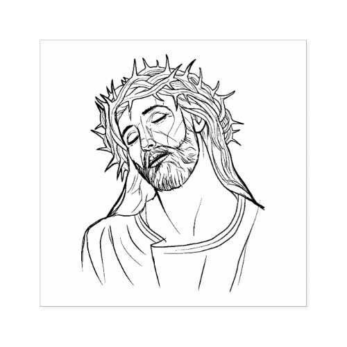Sorrowful Jesus Crown of Thorns Rubber Stamp