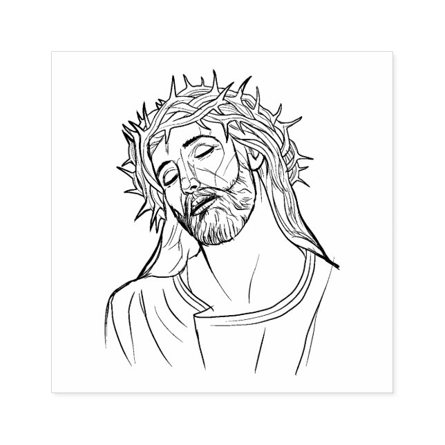 Sorrowful Jesus Crown of Thorns Rubber Stamp (Imprint)