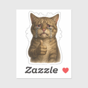 Sorrowful Kitty Thumbs Up Meme Sticker