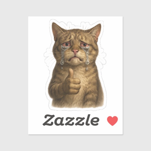 Sorrowful Kitty Thumbs Up Meme Sticker (Sheet)
