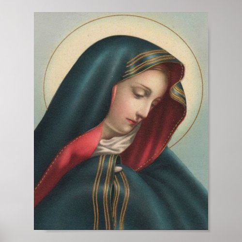 Sorrowful Virgin Mary Religious Catholic Poster