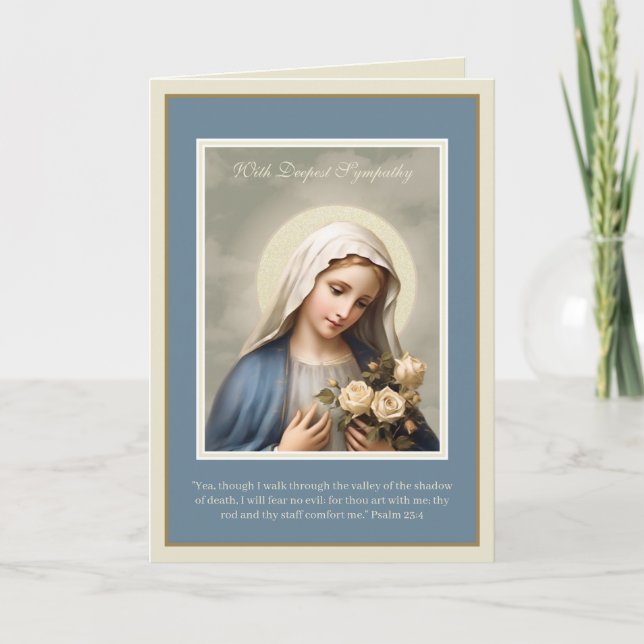 Sorrowful Virgin Mother Mary Sympathy Condolence Card (Front)