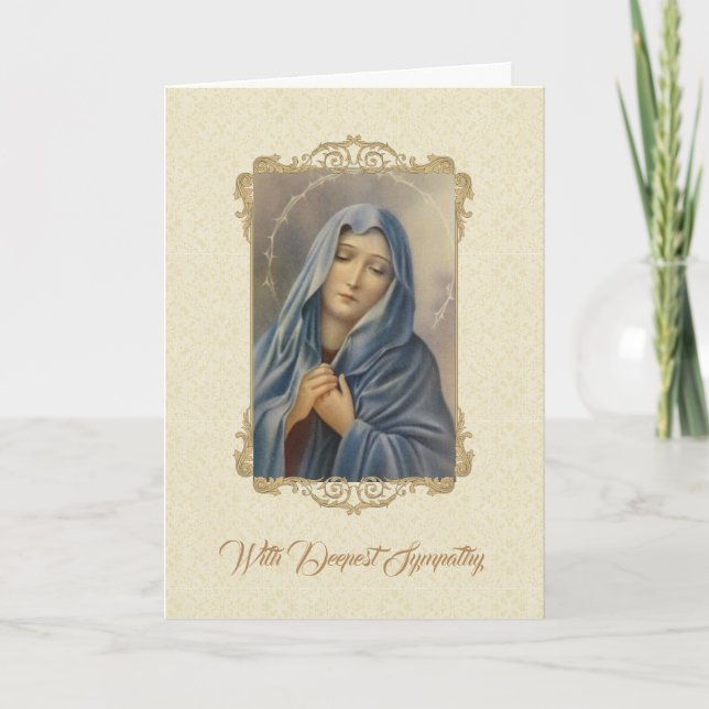 Sorrowful Virgin Mother Mary Sympathy Condolence Card (Front)