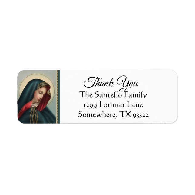 Sorrowful Virgin Mother Mary Thank You Label (Front)