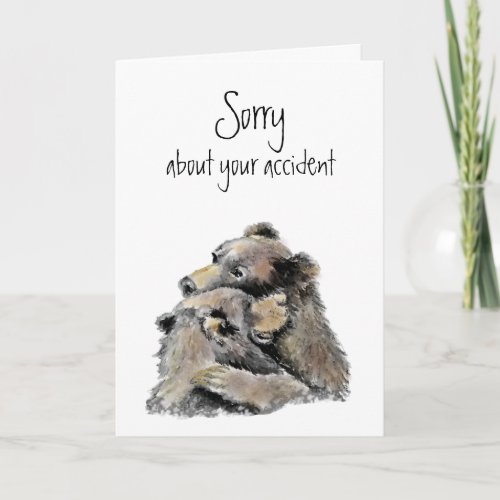 Sorry about Accident Flowers Fun Bear Hugs  Card