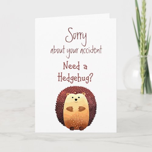 Sorry about Accident Flowers Fun Hedgehog Hug Card