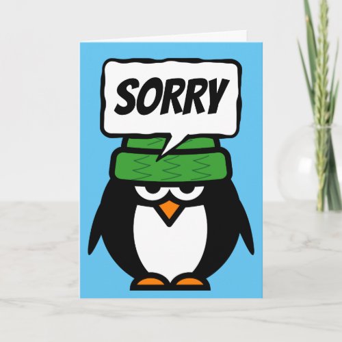 Sorry apology card with funny penguin cartoon