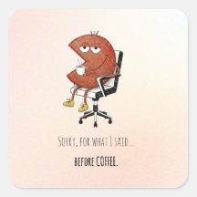 Sorry Before Coffee Retro Cartoon Laptop Decal