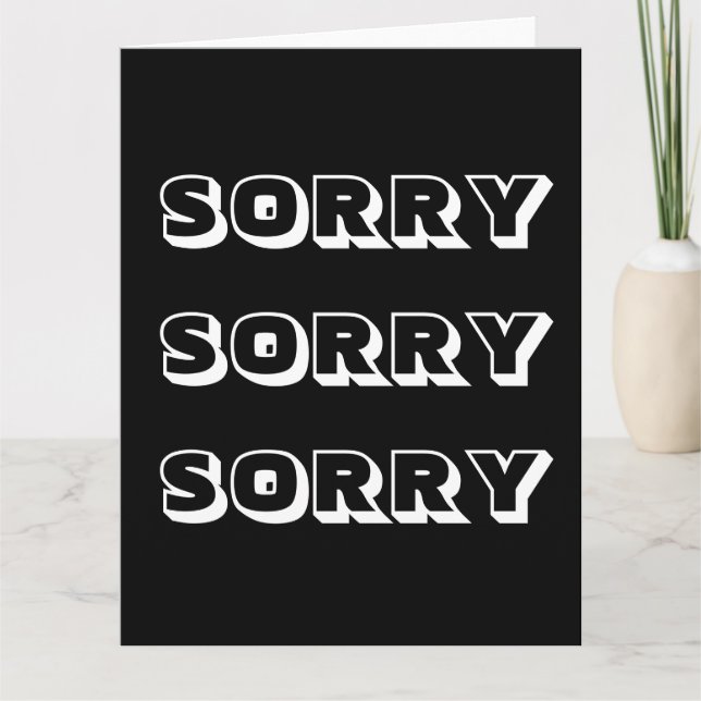 Sorry, black white modern bold card (Front)