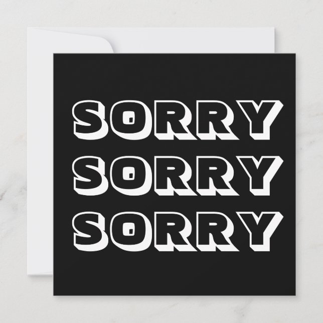 Sorry, black white modern bold card (Front)