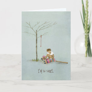 sorry card- "i'm so sorry"- boy and pinyata letterpress thank you card