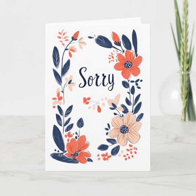Sorry Colorful Flowers Simple Holiday Card (Front)