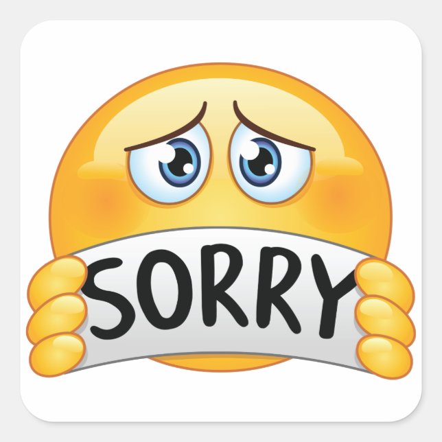 Sorry Emoticon Square Sticker (Front)