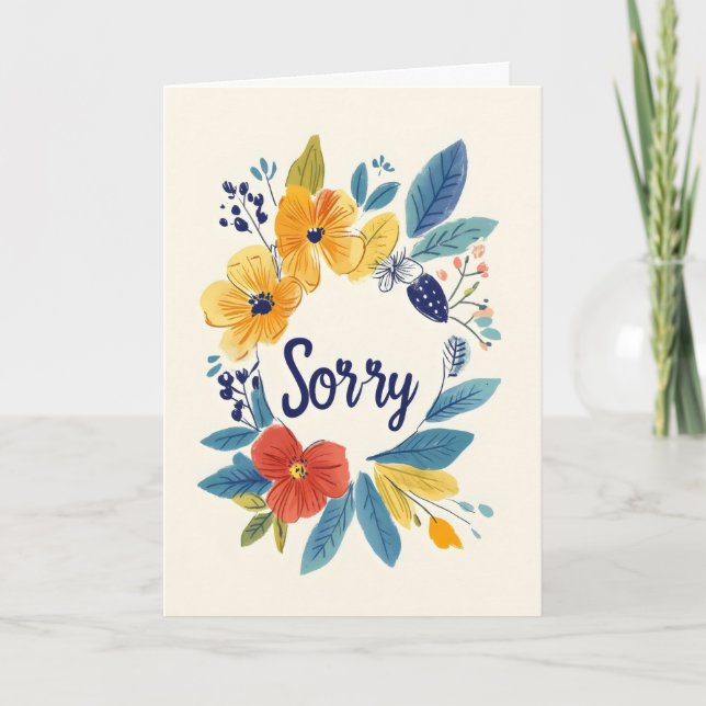Sorry Flowers Cute Colorful Holiday Card (Front)