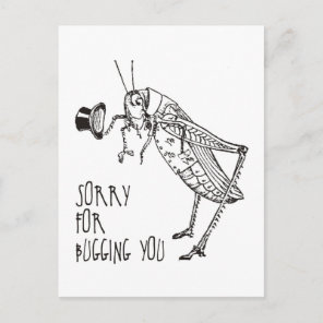 Sorry for bugging: Vintage grasshopper / cricket Postcard