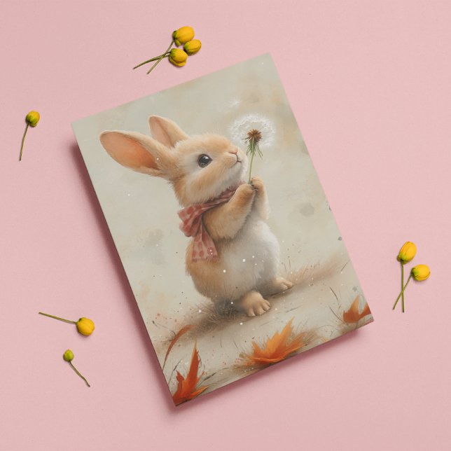 Sorry for your loss, bunny with dandelion note card (Creator Uploaded)