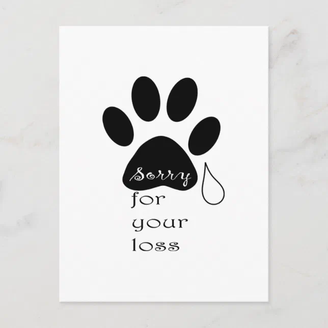 Sorry For Your Loss Pet Card - Sympathy Bereavement Card For Dog Or Cat Owners
