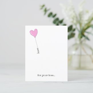 Sorry for Your Loss - Sweet Pink Balloon Sympathy Postcard