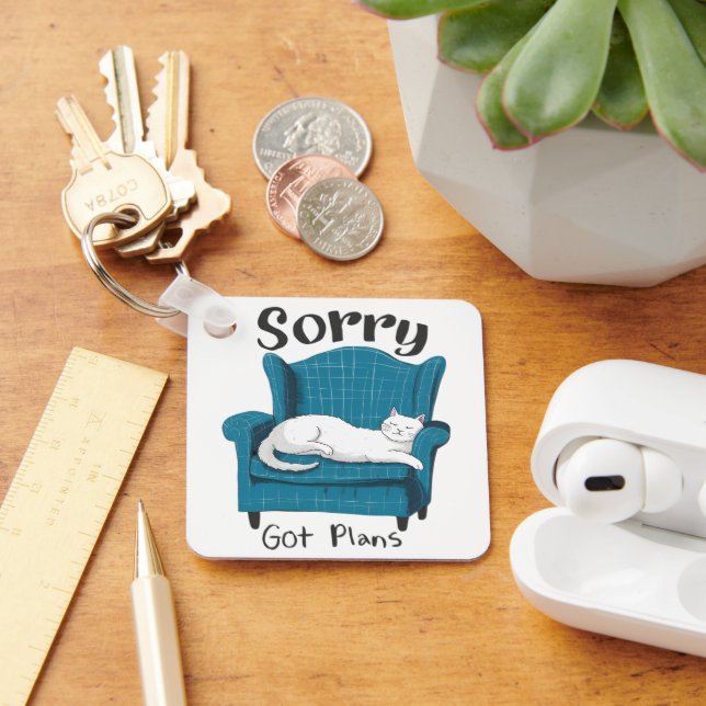 Sorry Got Plans Funny Cat Lover Gift  Keychain (Desk)