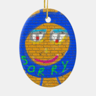 Sorry Graffiti, Art Sad Face, Sadness Regret Ceramic Ornament