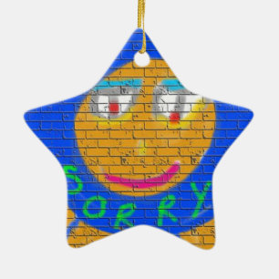 Sorry Graffiti, Art Sad Face, Sadness Regret Ceramic Ornament