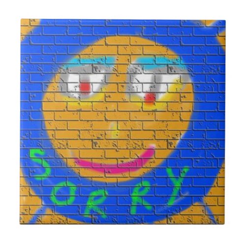 Sorry Graffiti Art Sad Face Sadness Regret Tile