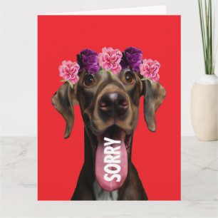 Sorry Great Dane Dog with Flowers Apology Card