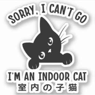 Sorry I Can’t Go I’m an Indoor Cat Funny Kitten Sticker