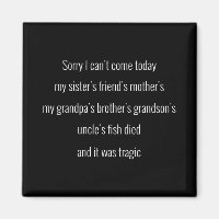 Sorry I can't come today. My sister's friend's..