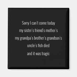 Sorry I can't come today. My sister's friend's.. Magnet