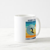 Sorry I Can't I Have a Board Meeting Funny Surfing Coffee Mug (Front Right)