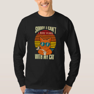 Sorry I Can't I Have Plans With My Cat  Retro Cat  T-Shirt