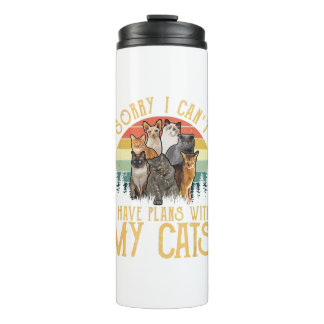 Sorry I Cant I Have Plans With My Cats Retro Thermal Tumbler