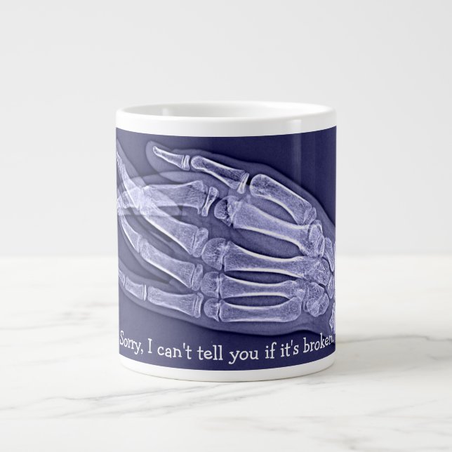 "Sorry, I can't tell you if it's broken" Large Coffee Mug (Front)