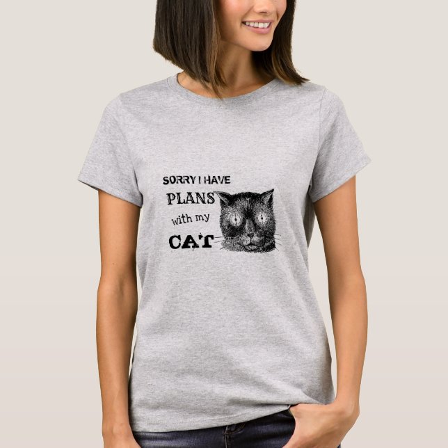 Sorry I Have Plans with my Cat Retro T-Shirt (Front)