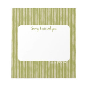 Sorry I missed you. Visit Jw.org green stripes Notepad