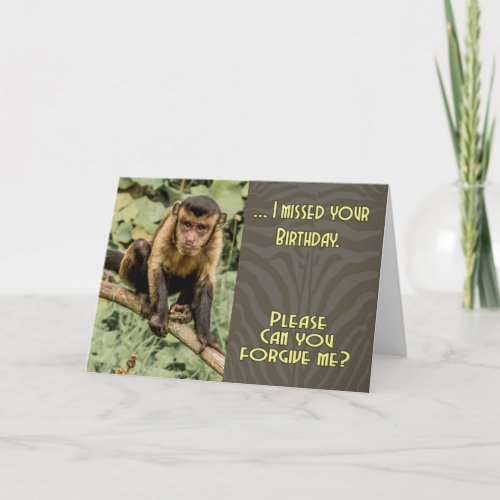 Sorry I missed your Birthday Sad Looking Capuchin Card