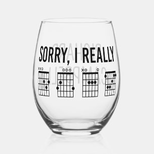 Sorry, I Really DGAF Guitar Chords Funny Custom Stemless Wine Glass