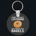 Sorry I Was thinking about Bagels Jewish Hanukkah Keychain<br><div class="desc">Jewish humor,  bagel obsession,  Hanukkah 2025,  Jewish food culture,  distracted foodie,  funny Jewish expression,  holiday Jewish comedy,  bagel love,  cultural humor</div>