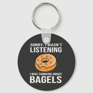 Sorry I Was thinking about Bagels Jewish Hanukkah Keychain