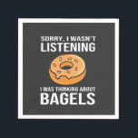 Sorry I Was thinking about Bagels Jewish Hanukkah Napkins<br><div class="desc">Jewish humor,  bagel obsession,  Hanukkah 2025,  Jewish food culture,  distracted foodie,  funny Jewish expression,  holiday Jewish comedy,  bagel love,  cultural humor</div>